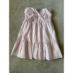 All in‎ Favor Strapless Dress Twist Front Tiered Mini Dress Lavender L
